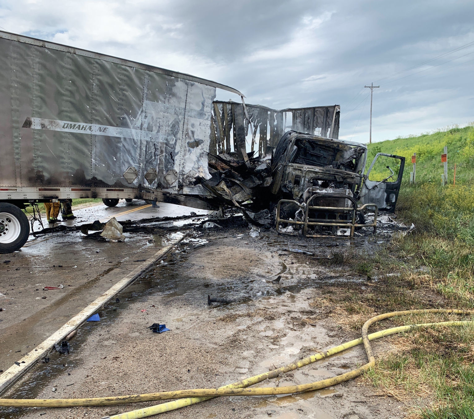 2020 semi fire near Uehling
